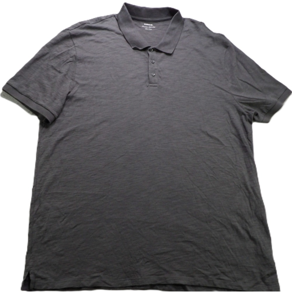 Vince Men Classic Slub Polo Shirt 100% Cotton Short Sleeve Charcoal Gray XXL Top